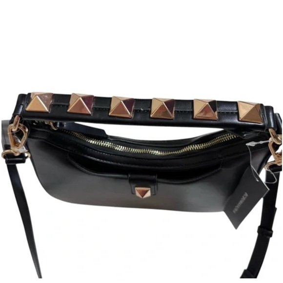 BCBG black hobo crossbody bag with gold studded accents - Picture 5 of 13